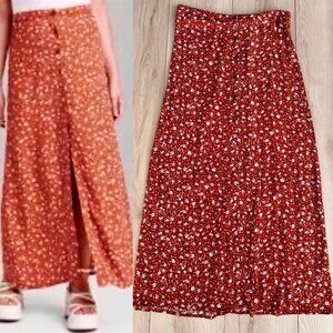 Wild Fable Rust Floral Maxi Skirt Slit Front Sz M 90s Grunge Girly Aesthetic